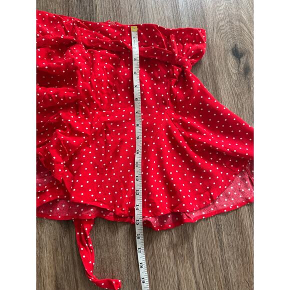 Zara Red and White Polka dot mini Skirt with built in shorts - Picture 4 of 5
